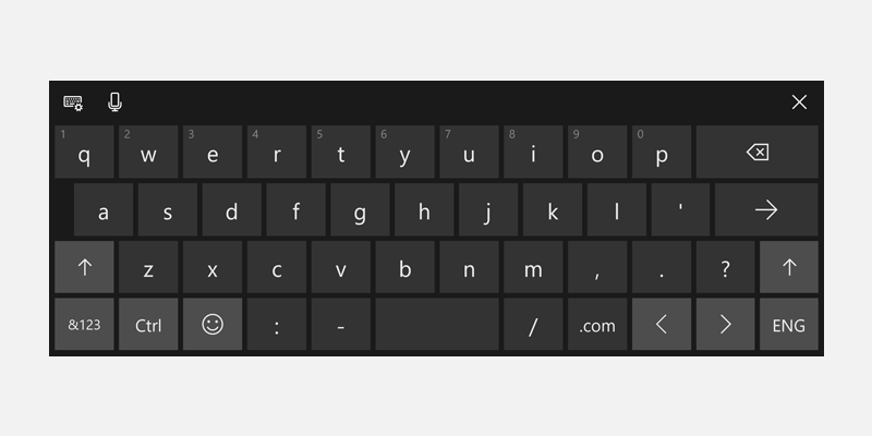 teclado tátil do Windows para URLs