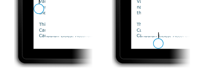 Margens do ajustador de seleção de texto
