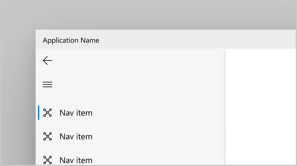 botão de retroceder do NavigationView no painel de navegação à esquerda