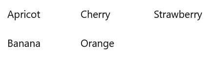 Captura de ecrã de uma vista de lista com um esquema de grelha.