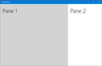 Vista de dois painéis com o painel 1 usando dois terços do ecrã, e o painel 2 usando um terço