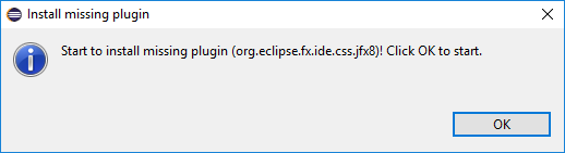 Installera plugin-programmet E(fx)clipse som saknas.