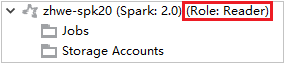 HDInsight Spark-kluster i Rollläsaren i Azure Explorer.