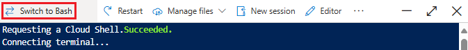 Skärmbild av knappen för att växla mellan Bash och PowerShell.