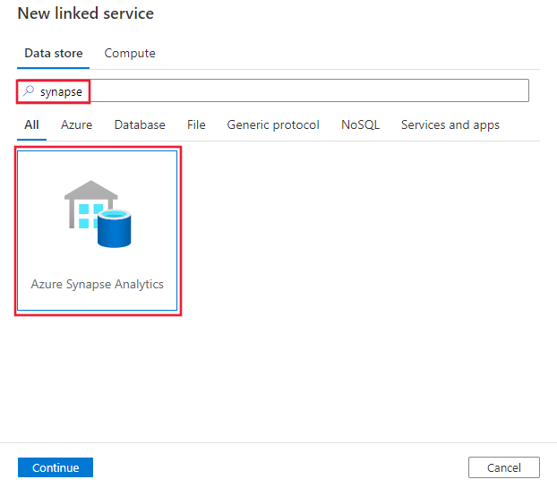 Skärmbild av Azure Synapse Analytics connector.