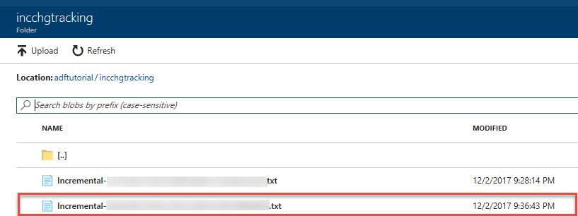 Utdatafil från inkrementell kopiering