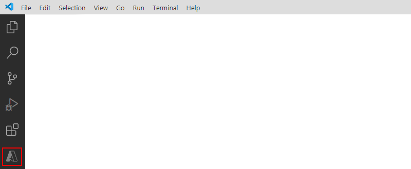 Skärmbild som visar Aktivitetsfältet i Visual Studio Code och den valda Azure-ikonen.