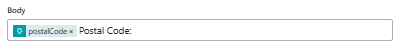 Skärmbild som visar standardarbetsflöde och exempel på svarstext med parameter.