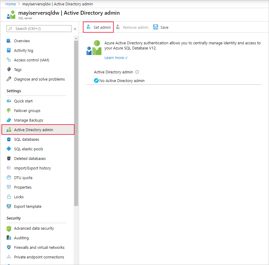 administratörsida för služba Active Directory