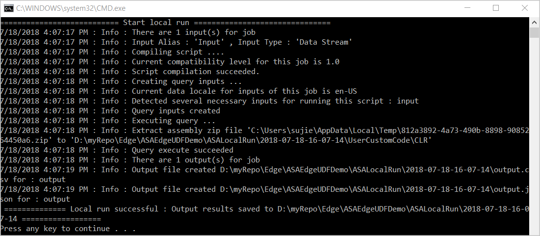 Köra Azure Stream Analytics-jobb lokalt med Visual Studio