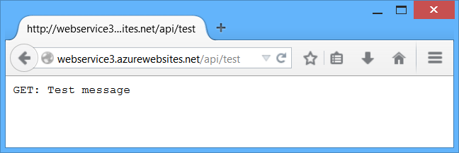 Webbläsare som visar testmeddelande