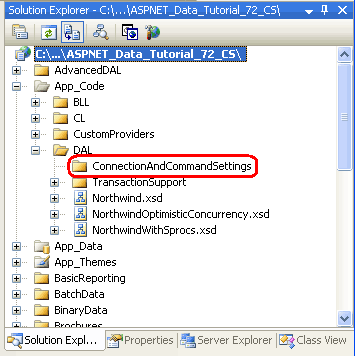 Lägg till en undermapp med namnet ConnectionAndCommandSettings
