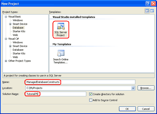 Skapa ett nytt SQL Server-projekt