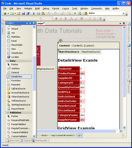 Lägg till en DetailsView på sidan och binda den till ObjectDataSource