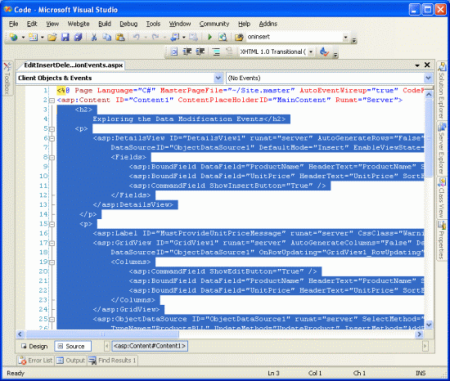 Kopiera texten i <asp:Content> Control
