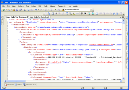 XML-schemadefinitionsfilen (XSD) för Northwinds-typdatauppsättningen