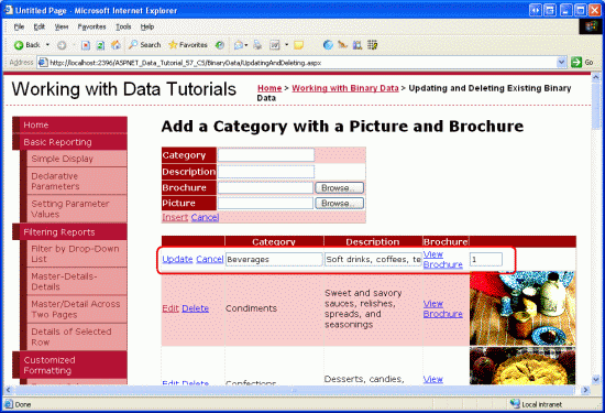 GridView saknar ett redigeringsgränssnitt för BrochurePath