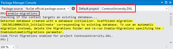 kommandot enable-migrations