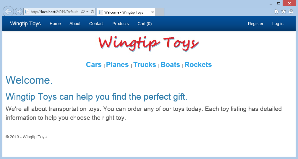 Wingtip Toys – standardsida