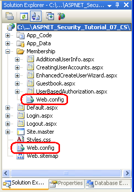 Ditt program bör nu innehålla två Web.config filer