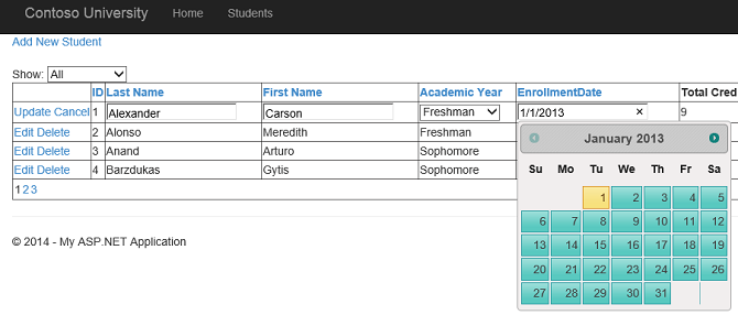 Datepicker i GridView