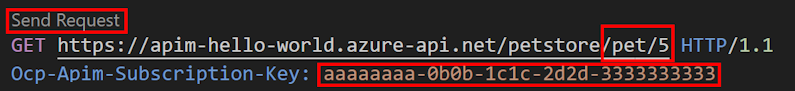 Skärmbild av att skicka API-begäran från Visual Studio Code.