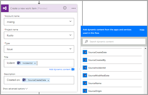 Skärmbild av Visual Studio-åtgärden.