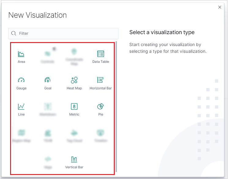 Skärmbild av att välja en visualiseringstyp.