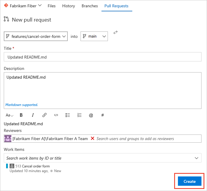 Kodvy, sida för Pull Request.