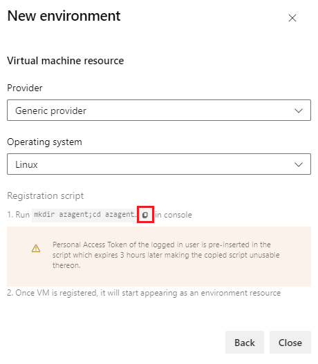 Skärmbild som visar hur du lägger till en virtuell Linux-dator.