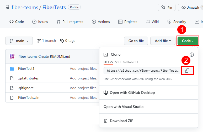 Skärmbild av popup-fönstret för Klona på GitHub-webbplatsen.