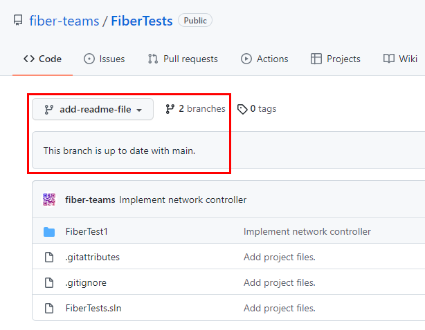 Skärmbild av dina nya grenfiler på huvudsidan för en GitHub-lagringsplats.