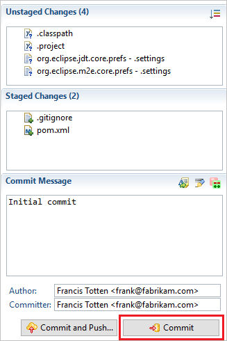Kommittera koden med Git i Eclipse