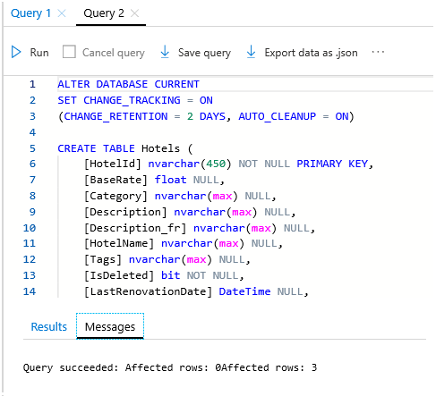 Skärmbild av SQL-skript i ett Editor Power Query fönster.