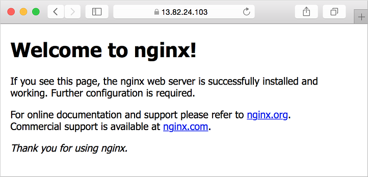 Visa körande säker NGINX-webbplats