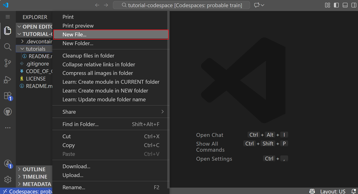 Skapa en ny fil med namnet HelloWorld.cs i mappen tutorials