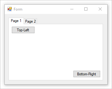 Ett Windows-formulär med en flikkontroll med två fliksidor.