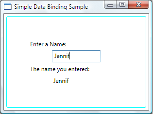 Skärmbild som visar enkel databindning.