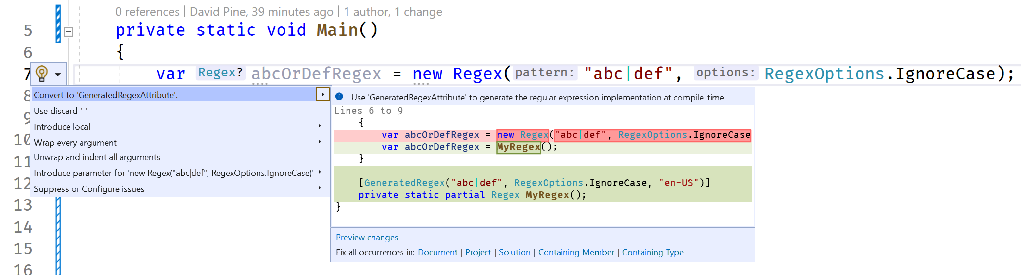 RegexGenerator-analysator och fixare