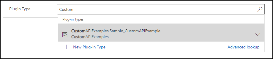 Ange det anpassade API-plugin-programmets typsökning.