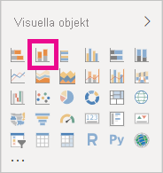 Skärmbild av rutan Visualiseringar med staplade kolumndiagrammet markerat.
