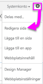Skärmbild av alternativet Redigera sida.