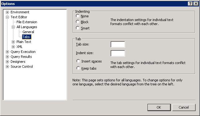 Appearance of the Tabs dialog box Appearance of the Tabs dialog box