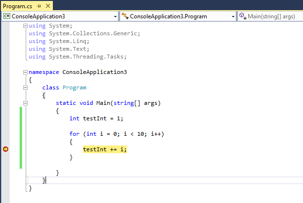 BreakpointExecution Breakpoint execution stopped