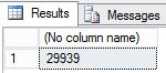 Skärmbild från SSMS som visar en resultatuppsättning med radantalet 29 939.