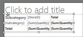 Skärmbild av matrisen med de tre kolumnerna och tre raderna.