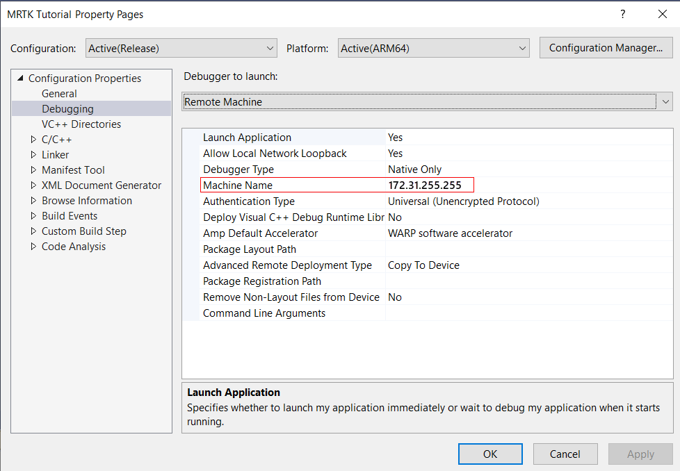 Skärmbild av dialogrutan Fjärranslutning i Visual Studio.