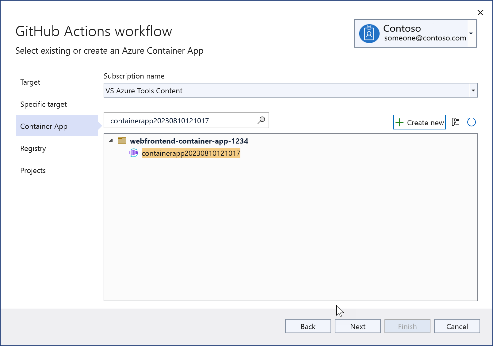 Skärmbild som visar den nyligen skapade Azure Container Apps-instansen.