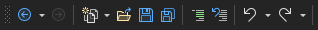 Skärmbild av verktygsfältet i Visual Studio, som innehåller knappar för att lägga till och ta bort kodkommentare.