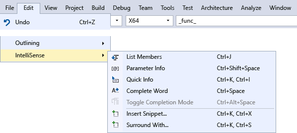IntelliSense-menyn